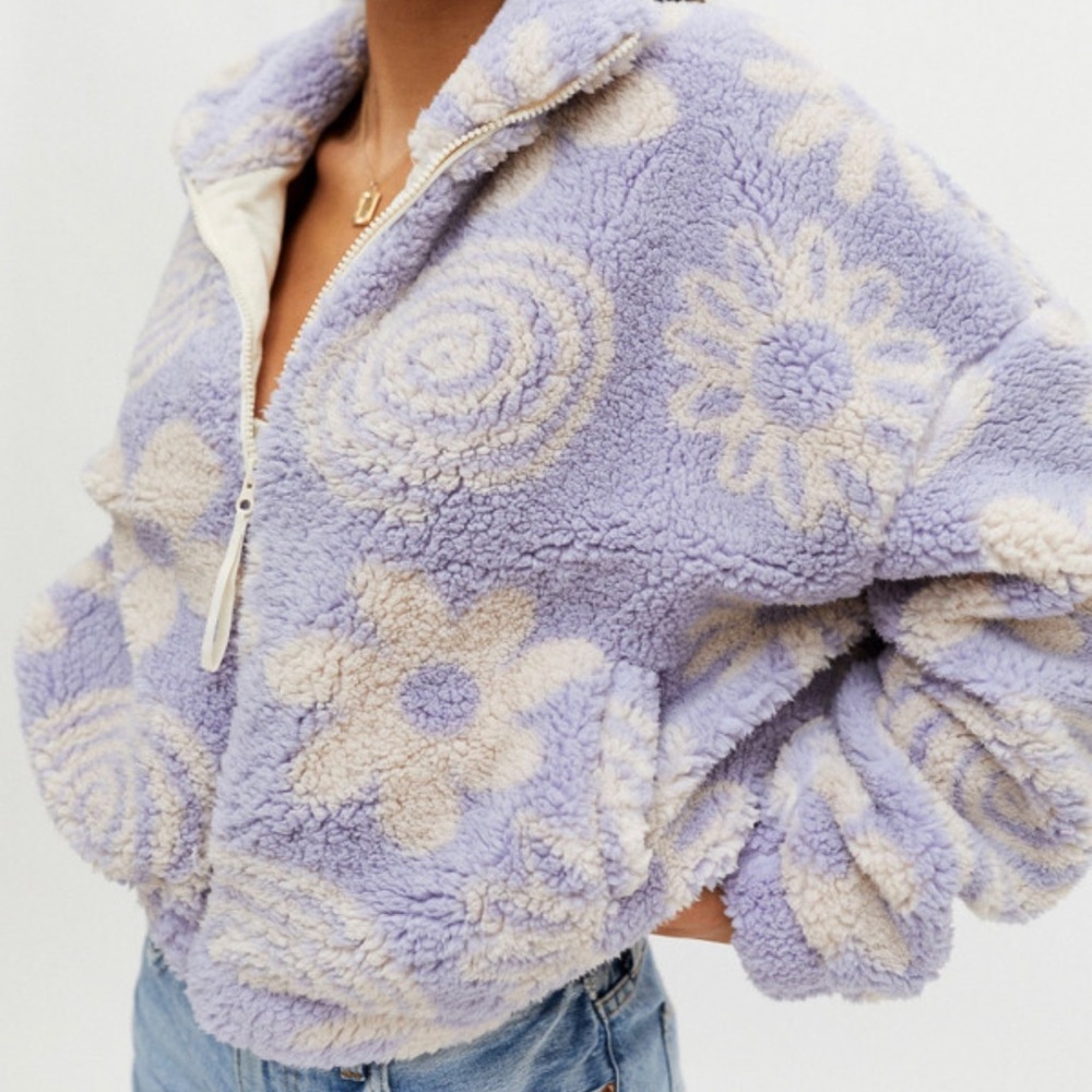 UO Urban Outfitters Olivia Printed Sherpa Jacket - Medium